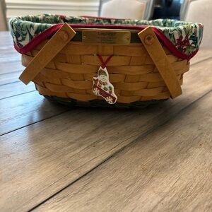 Longaberger Basket with Green and Red Trim - Get Together Christmas Basket